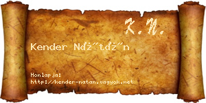 Kender Nátán névjegykártya